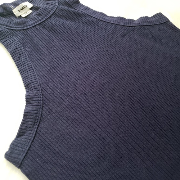 Garage Navy Blue Rib Sport Neck Cropped Tank - Picture 5 of 8